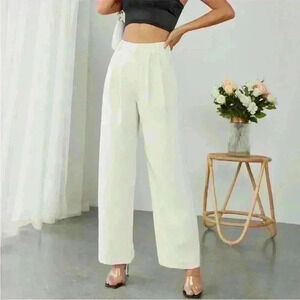 SHEIN PETITE High Waist Plicated
Detail Wide Leg Suit Tailor Pants large
